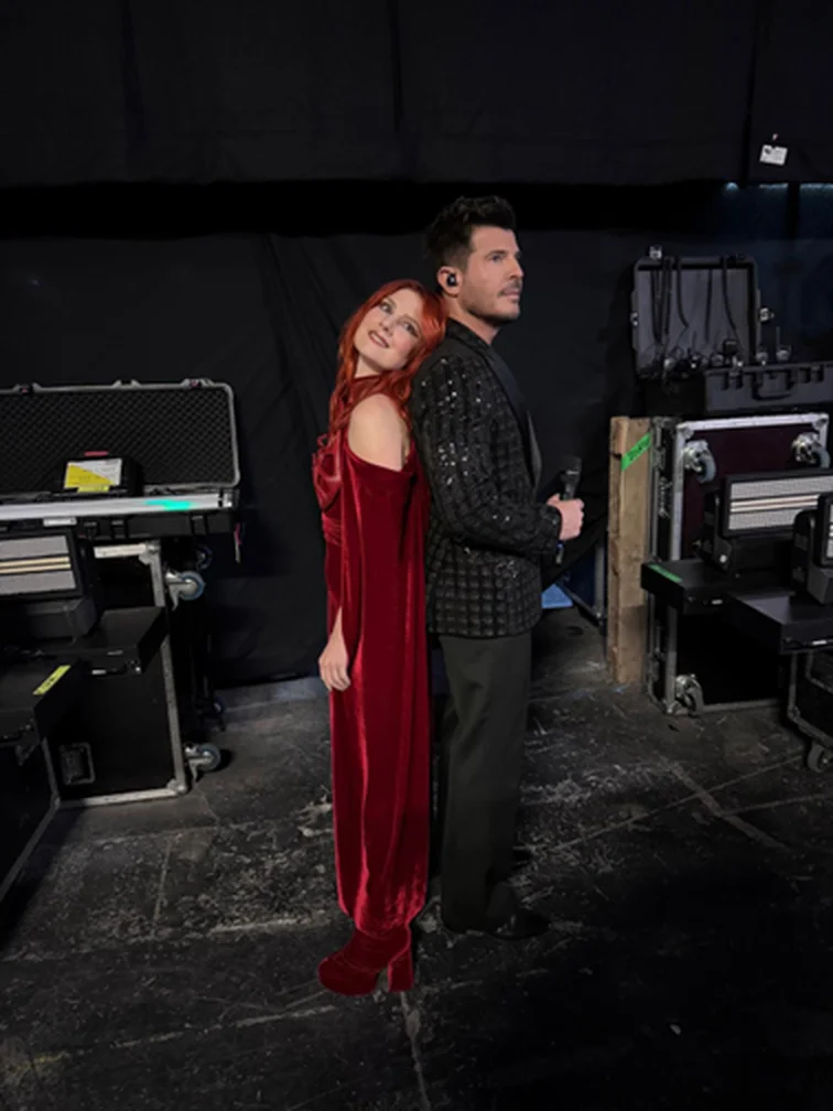 Adeline Toniutti et Vincent Niclo en coulisses