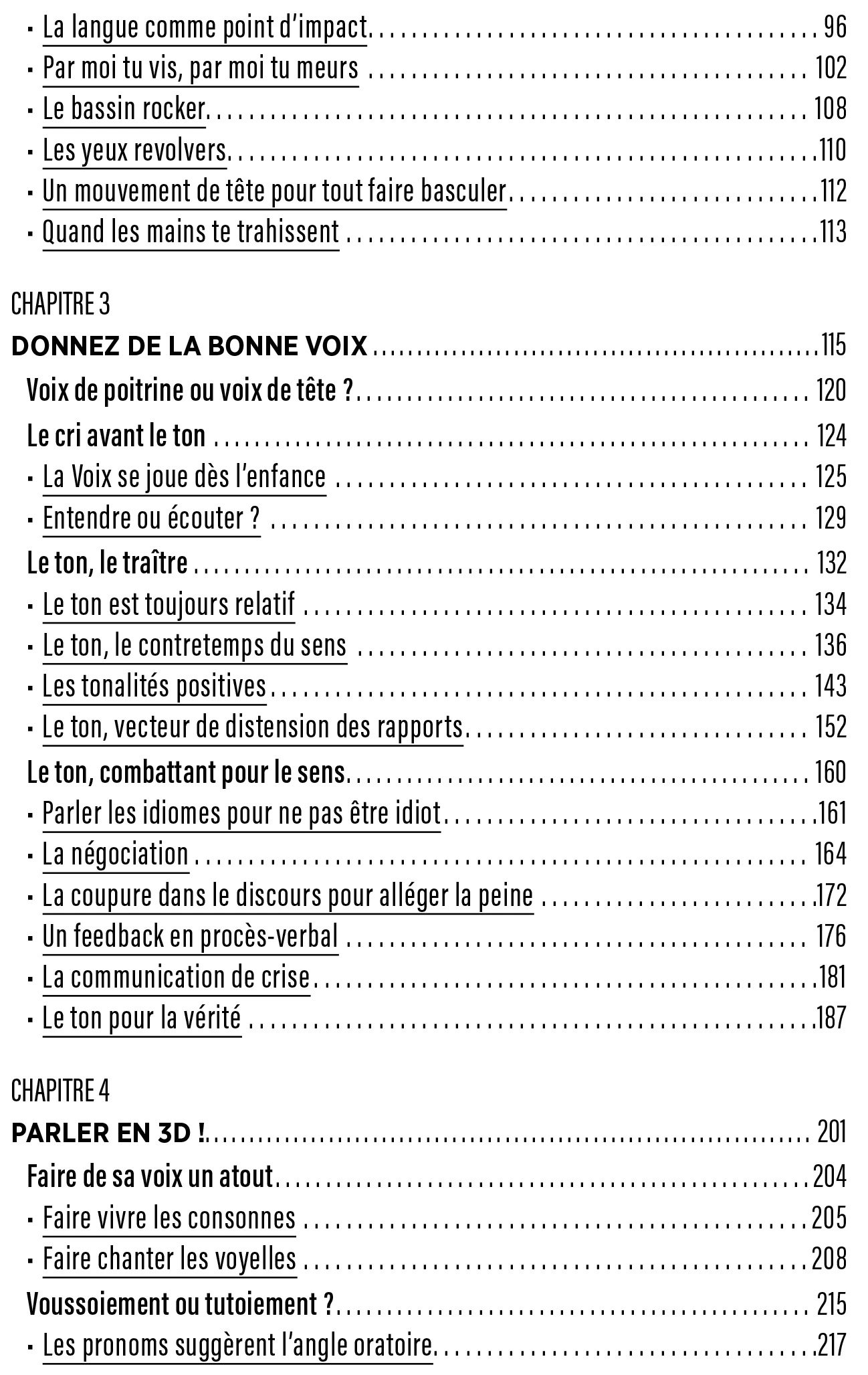 Sommaire — Chapitre 3 : Donnez de la bonne voix, Chapitre 4 : Parler en 3D !